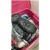 Image 8 : 2 TOTES OF TOOLS, POWER STRIP, RAIN SUIT AND MORE
