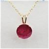 Image 1 : 10KT. YELLOW GOLD 8MM NATURAL ENHANCED RUBY SOLITAIRE PENDANT WITH STERLING SILVER CHAIN, 2.65CTS, W