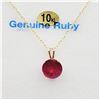 Image 2 : 10KT. YELLOW GOLD 8MM NATURAL ENHANCED RUBY SOLITAIRE PENDANT WITH STERLING SILVER CHAIN, 2.65CTS, W