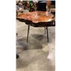 Image 2 : BRAND NEW LAQUERED BURL TABLE 38" X 31" AT WIDEST POINTS