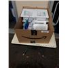 Image 1 : BOX OF WASHING MACHINE OUTLET BOXES, RETURN AIR GRILLE AND CORRUGATED DRAIN HOSE