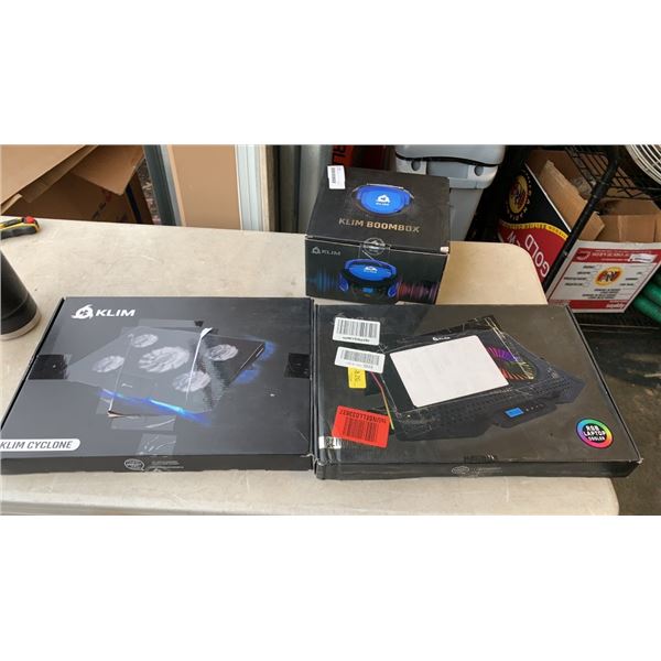 KLIM BOOMBOX AND 2 LAPTOP COOLING PADS