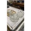 Image 2 : ROYAL ALBERT VAL D'OR CREAM AND SUGAR, CRYSTAL SERVING PIECES AND MASONS IRONSTONE PLATE