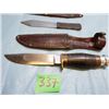 Image 2 : Lot of two knives - trueflight throwing knife and scabbard, by Wm Rogers / Sheffield , sharkened tip