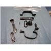 Image 1 : Unknown gun parts- two trigger guards, two sights, one sling and miscellaneous parts