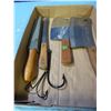 Image 2 : Box with sharpening stone, cleavers , knives, steak knives