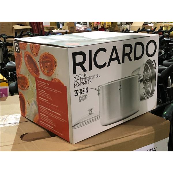 Group of 2 new Ricardo 3pc stock pots (new in boxes)