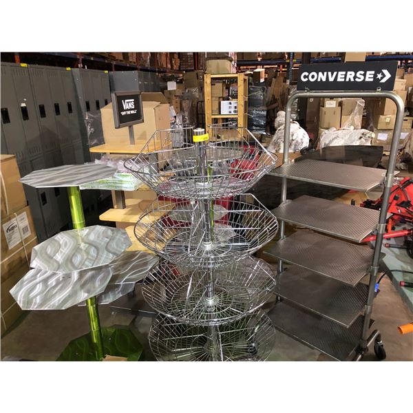 Group of five rolling display Racks - Include Grocery racks/ Vans/ Shoe ...