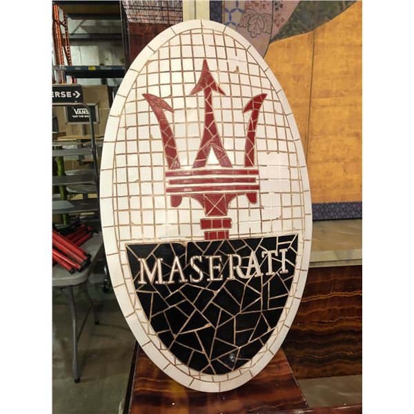 Maserati porcelain Decorative wall hanging (Approximately 28in x 16 1/2in)