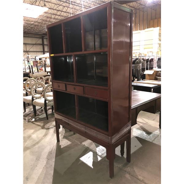 Vintage style traditional lacquered display cabinets (Excellent condition, Approximately 54 1/2in wi