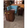 Image 1 : Group of assorted furniture - includes contemporary Blue chair and two wooden side cabinets