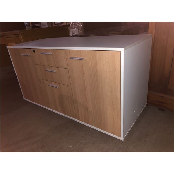 Contemporary wooden side cabinet  (Approximately 47 1/2in wide x 20in depth x 26in high)