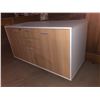 Image 1 : Contemporary wooden side cabinet  (Approximately 47 1/2in wide x 20in depth x 26in high)