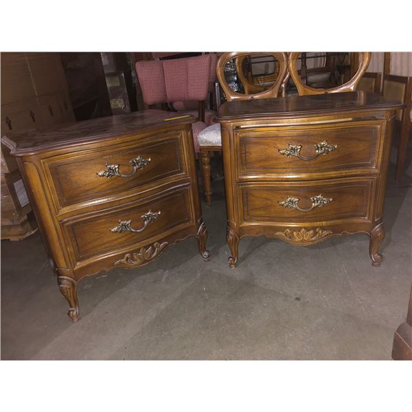 Set of two bedside tables  (Approximately 26 1/2in wide x 17 1/2in depth x 30in high each)