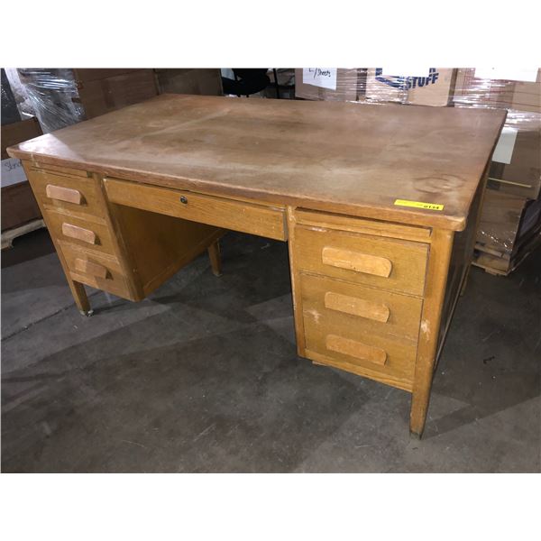 Vintage seven drawer heavy duty study desk  (Approximately 5ft wide x 34in depth x 30 1/2in high)