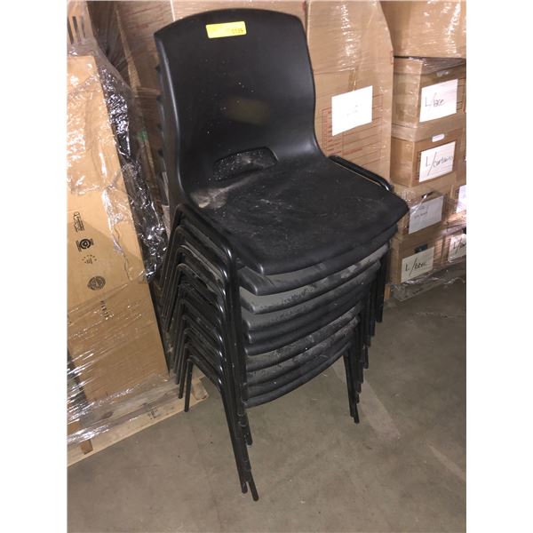 Group of approximately ten black chairs