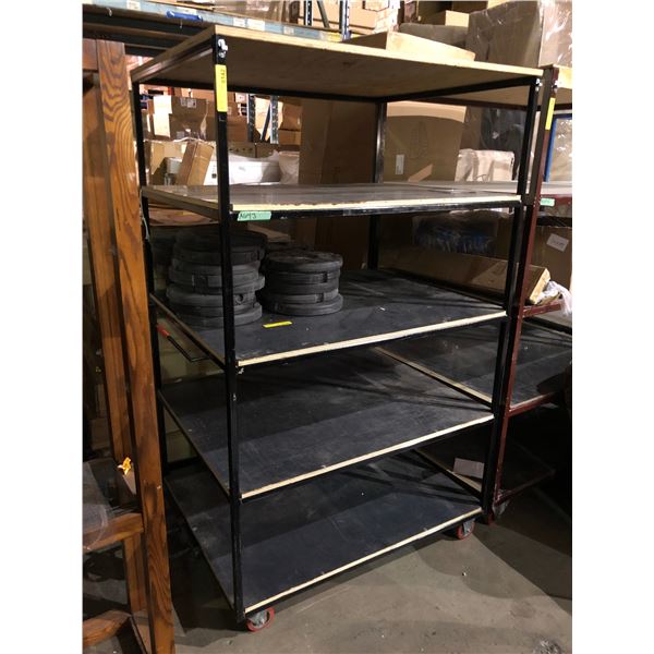 Five tiers heavy duty rolling display shelve (Approximately 50in Wide x 3ft depth x 74 1/2in height)