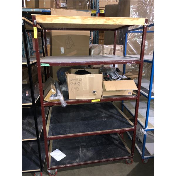 Five tier industrial rolling display shelf (Approximately 46 1/2in Wide x 37ft depth x 75 1/2in heig