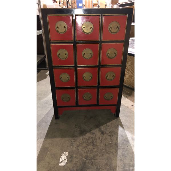 Vintage twelve drawer solid built cabinet (Approximately 2ft Wide x 16in depth x 3ft high)