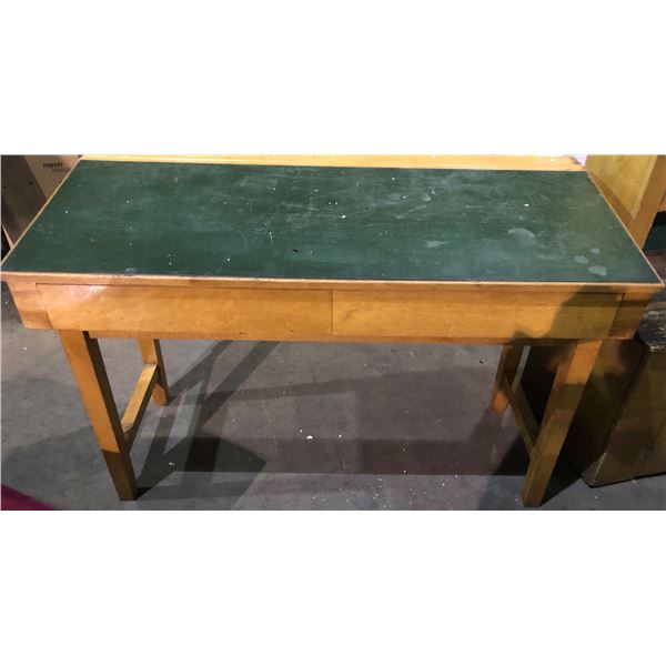 Vintage solid built 2 drawer high table (Approximately 5ft Wide x 67in depth x 42in height)