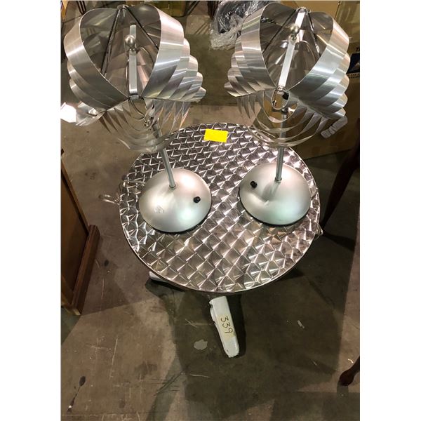 Set of two contemporary table lamps with small round table