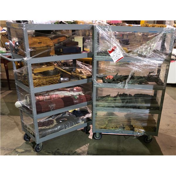 "Snowpiercer"- Night Car set of two Wilford grey rolling shelves with miscellaneous contents