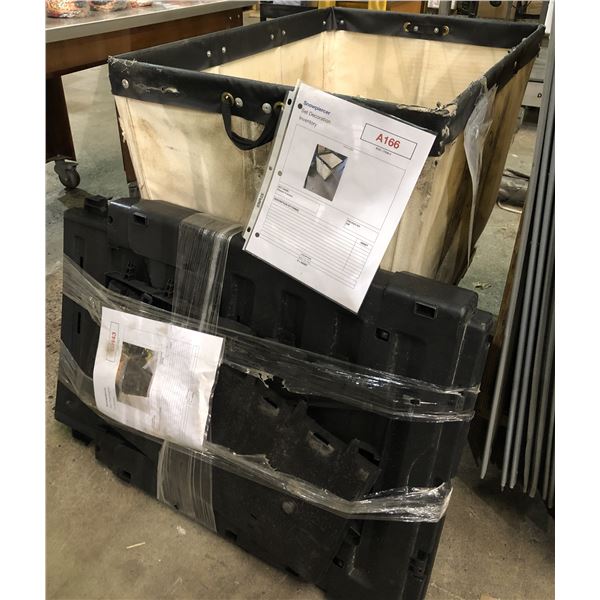 "Snowpiercer" - Wilford Industries stamped rolling basket & foldable compost bin (as is)
