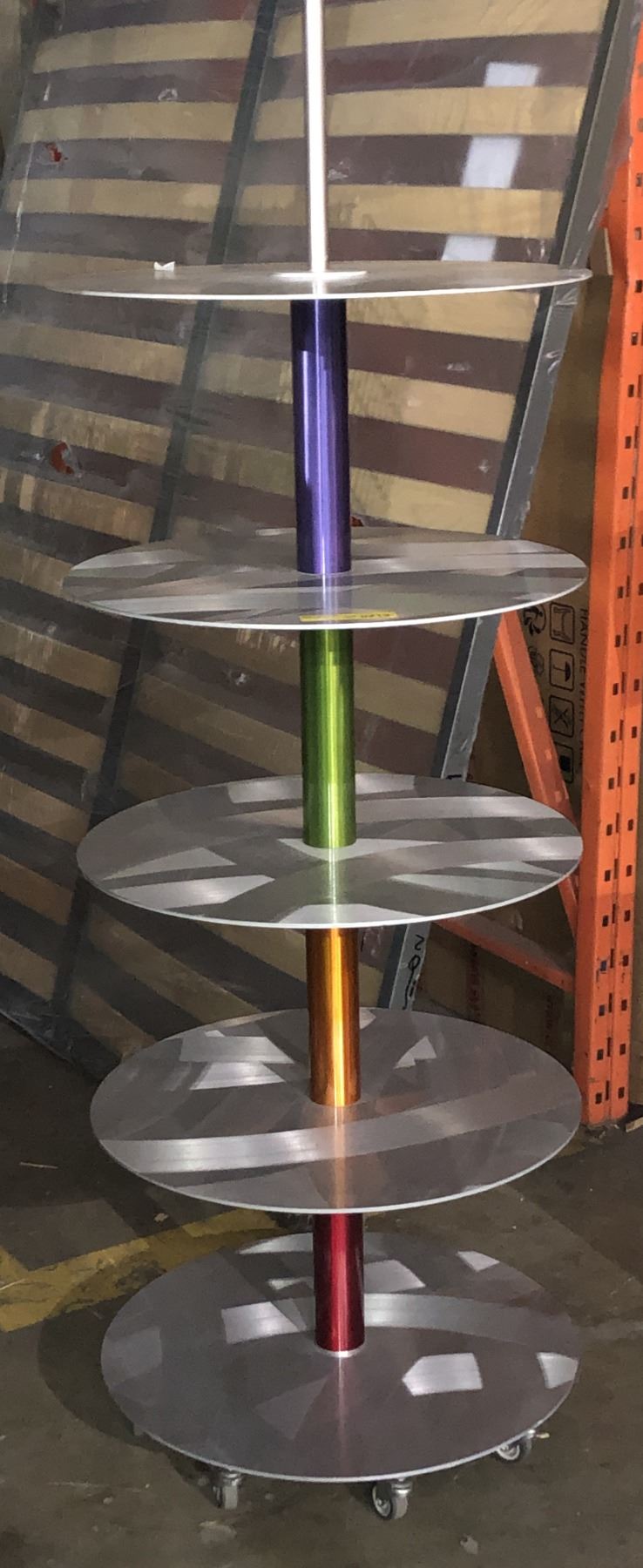 5 tier heavy-duty rolling display rack (approx. 6ft tall x 2ft wide)