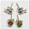 Image 1 : $100 Silver Genuine Gemstone Set Of Two Pair Earrings