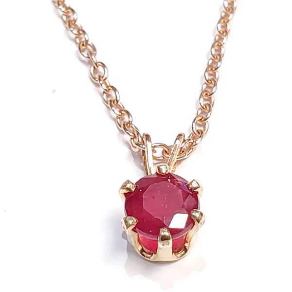 $200 14K Gold Filled With Gold Plated St Silver Chain Ruby (1ct) Necklace