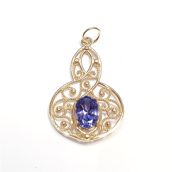 $1205 14K Natural Tanzanite(1ct) Pendant