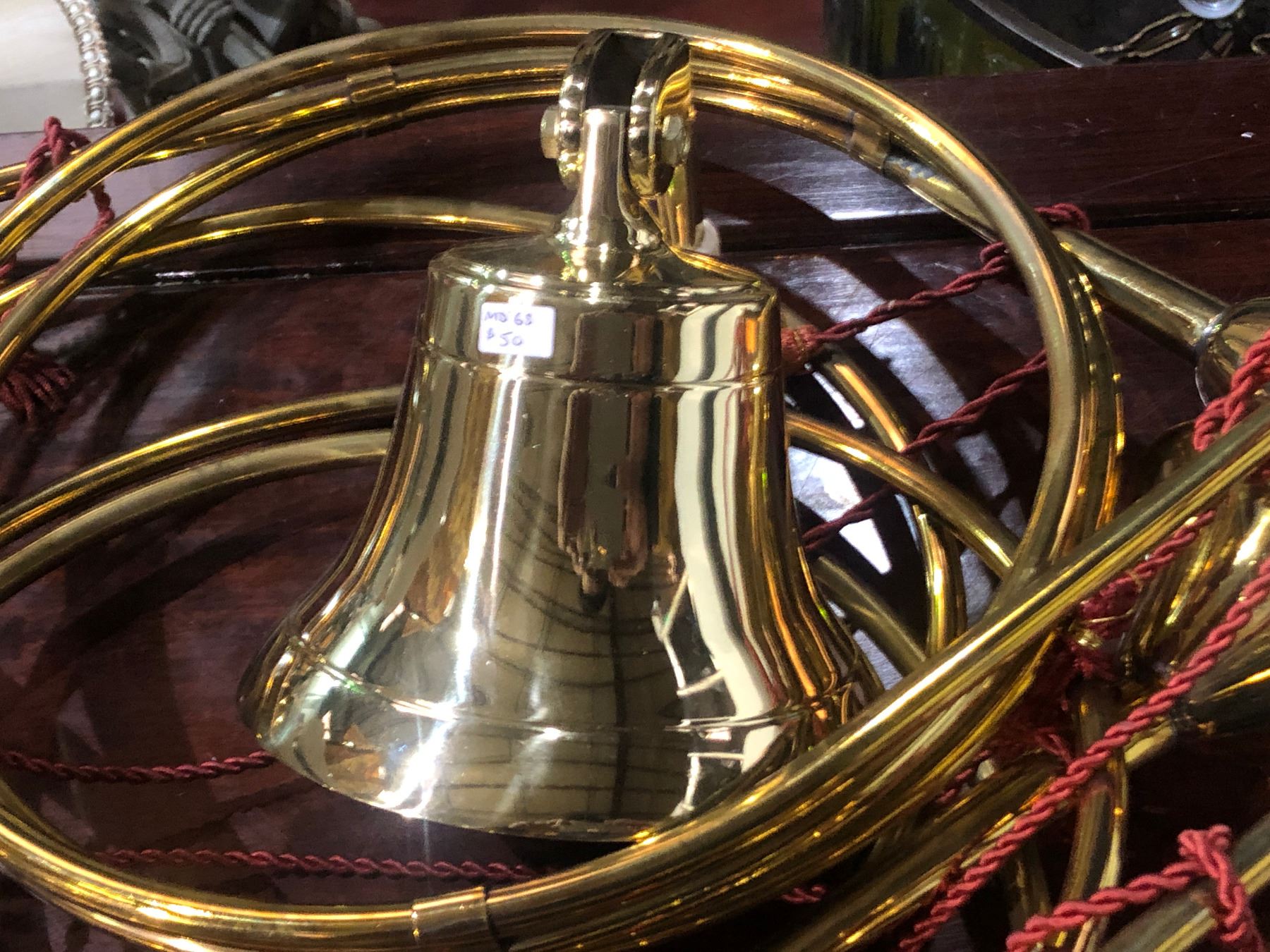 Propping Instruments Group of prop instruments & vintage reproduction brass bell