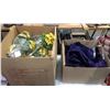 Image 2 : Large group of misc. set dec items - includes box full of artificial sunflowers/ velvet fabric/ cush