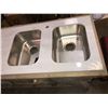 Image 2 : Marble top wooden kitchen sink table & shelf (approx. 71in wide x 2ft depth x 34 1/2in height)