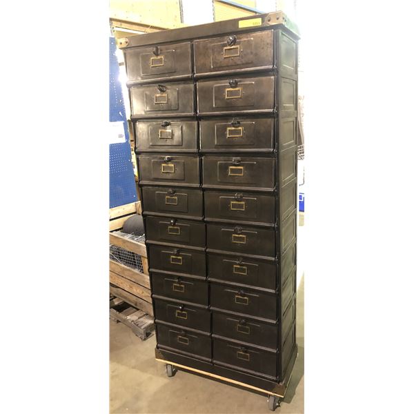 "Altered Carbon" - 20 compartment metal rolling storage cabinet/locker (approx. 33in wide x 15in dep