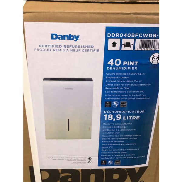 Danby 40-pint dehumidifier (certified refurbished in box)