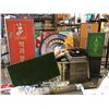 Image 1 : Large group of assorted set dec items - includes restaurant signage/ framed prints/ folding table/ w
