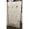 Image 1 : 9 compartment wooden storage locker (approx. 3ft wide x 17in depth x 74 1/2in height)