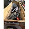 Image 2 : Group of 2 large wooden shipping boxes/crates w/ contents - includes folding chairs/ step ladder etc