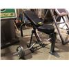 Image 2 : Workout bench w/ EZ curl bar, weights & floor stand