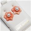 Image 2 : $120 14K  Fresh Water Pearl & Poly Coral 2 In 1 Earrings