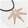 Image 2 : Natural Leaf With Leather Chord Necklace