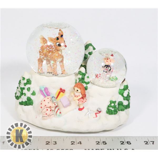 VINTAGE MUSICAL RUDOLF THE RED NOSE REINDEER SNOW
