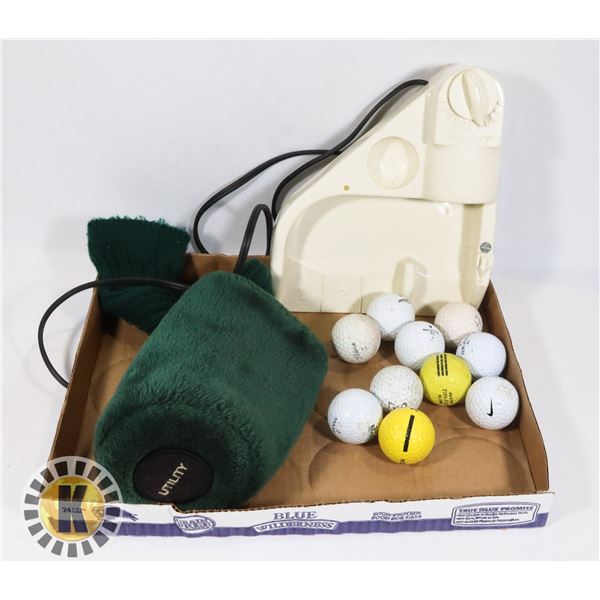 FLAT OF ASSORTED GOLF ITEMS INCLUDING