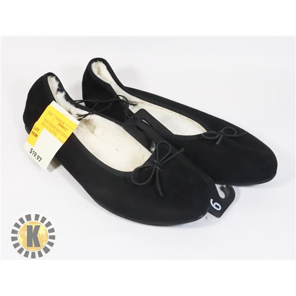 NEW LADIES SIZE 9 LINED BLACK BALLET SLIPPER