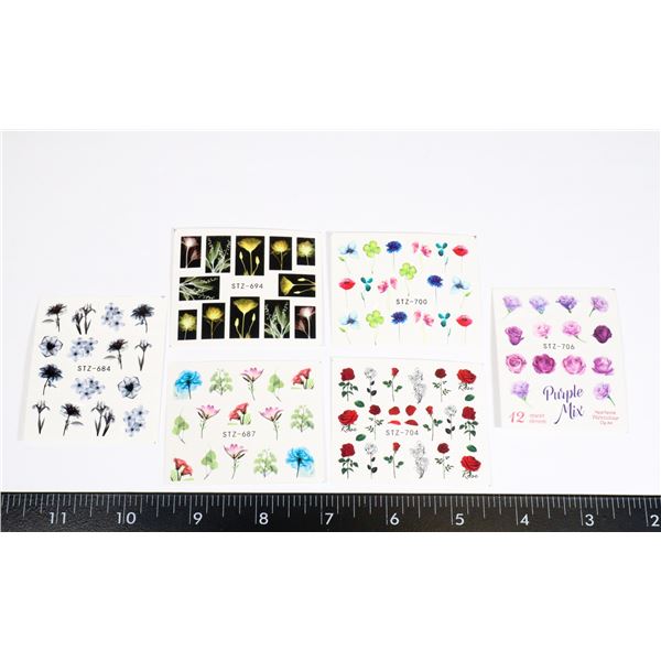 6 NEW SHEETS OF FLOWER PATTERN NAIL ART STICKERS