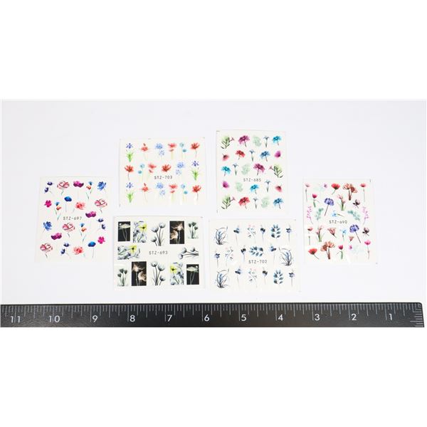 6 NEW SHEETS OF FLOWER PATTERN NAIL ART STICKERS