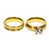 Image 1 : NEW2PC GOLD TONE RING SET, SINGLE RHINESTONE