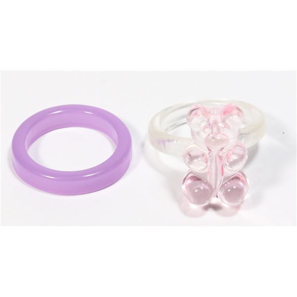 NEW 2PC RING SET. 1 PINK AND PURPLE GUMMY BEAR RIN