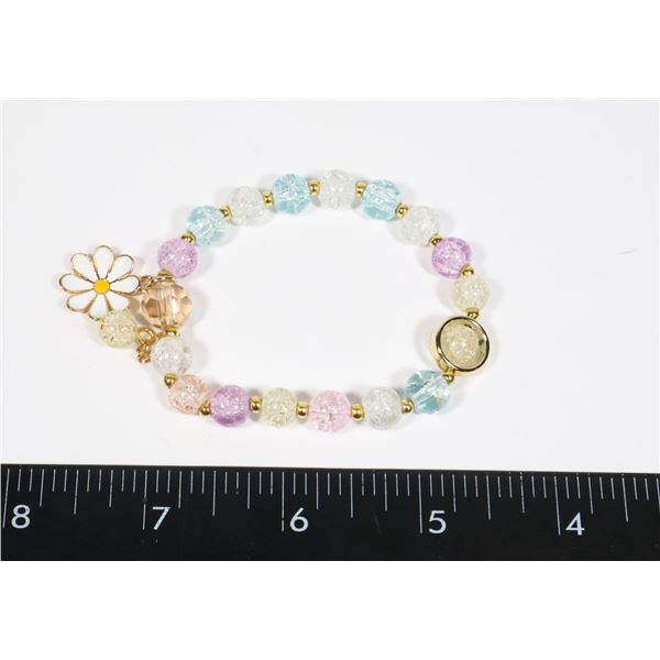 NEW FLOWER BEADED CHARM BRACELET